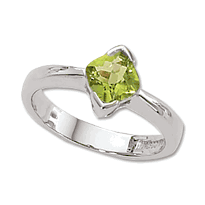 Checkerboard Peridot Ring - 14K White Gold Size 7 - 70334PEWG