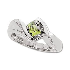 Checkerboard Peridot Ring - 14K White Gold Size 7 - 70308PEWG