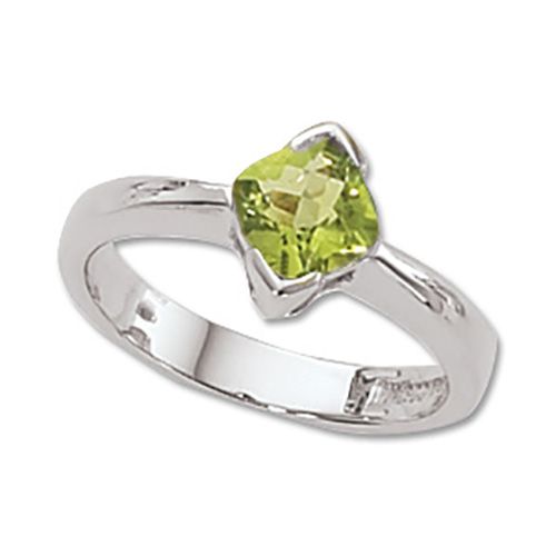 Checkerboard Peridot Ring - 14K White Gold Size 7 - 70334PEWG