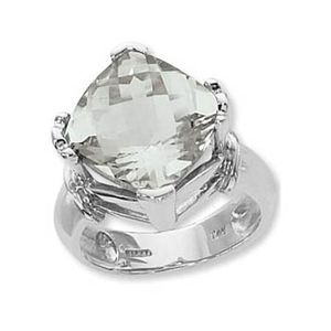 Checkerboard Praseolite Ring - 14K White Gold Size 7 - 70800PRWG