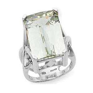 Checkerboard Praseolite Ring - 14K White Gold Size 7 - 70797PRWG