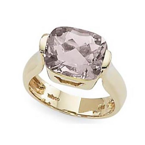 Checkerboard Rose Quartz Ring - 14K Yellow Gold Size 7 - 70786RQ