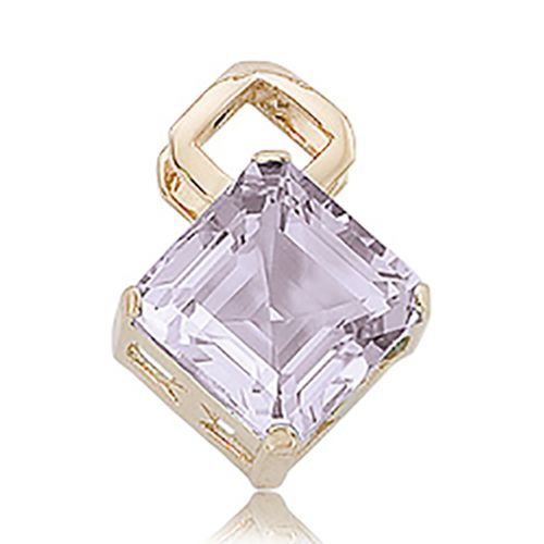 Checkerboard Square Rose De France Pendant - 14K Yellow Gold