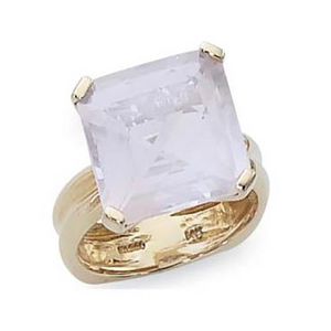 Checkerboard Square Rose De France Ring - 14K Yellow Gold Size 7