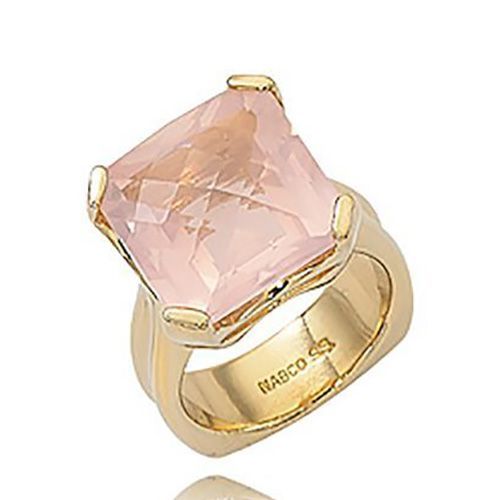 Checkerboard Square Rose Quartz Ring - 14K Yellow Gold Size 7