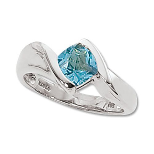 Checkerboard Swiss Blue Topaz Ring - 14K White Gold Size 7 - 70308BTWG