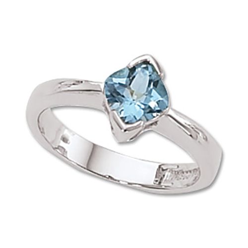 Checkerboard Swiss Blue Topaz Ring - 14K White Gold Size 7 - 70334BTWG