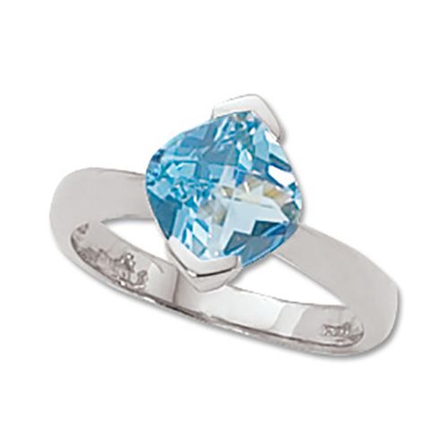Checkerboard Swiss Blue Topaz Ring - 14K White Gold Size 7 - 70319BTWG