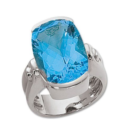 Checkerboard Swiss Blue Topaz Ring - 14K White Gold Size 7 - 70341BTWG