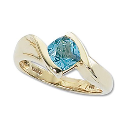 Checkerboard Swiss Blue Topaz Ring - 14K Yellow Gold Size 7 - 70308BT