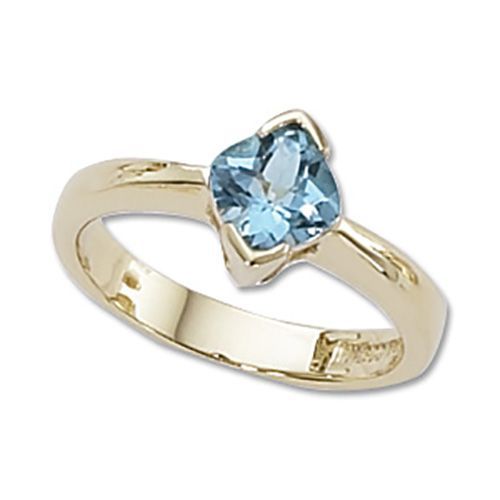 Checkerboard Swiss Blue Topaz Ring - 14K Yellow Gold Size 7 - 70334BT