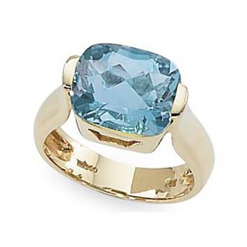Checkerboard Swiss Blue Topaz Ring - 14K Yellow Gold Size 7 - 70786BT