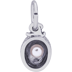 Chicken With Pearl Charm White Gold - 10-8271