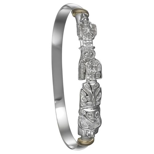Chief Shakes Totem Hook Bracelet - Silver & 14K Gold 6mm 7.5 Inch