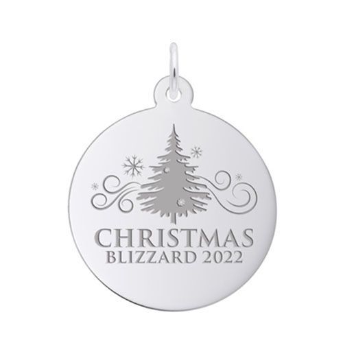 Christmas Blizzard Disc Charm  - 14K White Gold  - 10-2099-0-14KW
