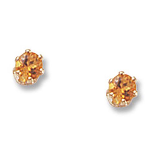 Citrine Birthstone Stud Earrings - 14K Yellow Gold - 01-811