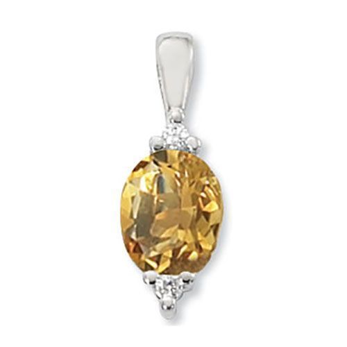 Citrine & Diamond Pendant - Sterling Silver - 80365CI-SS