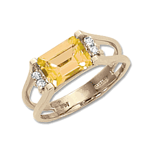 Citrine & Diamond Ring - 14K Yellow Gold Size 7 - 70250CI