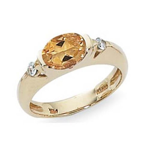 Citrine & Diamond Ring - 14K Yellow Gold Size 7 - 70824CI