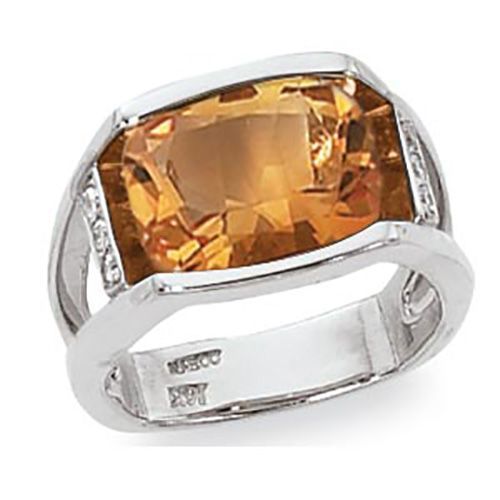 Citrine & Diamond Ring - Sterling Silver Size 7 - 70867CI-SS
