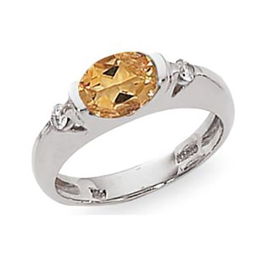 Citrine & Diamond Ring - Sterling Silver Size 7 - 70824CI-SS
