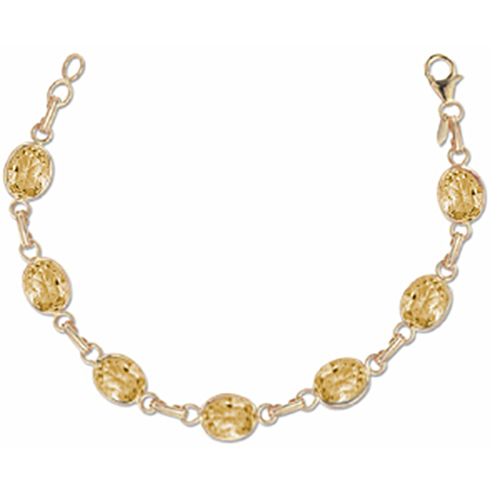 Citrine Gemstone Bracelet - 14K Yellow Gold 7.25 Inch