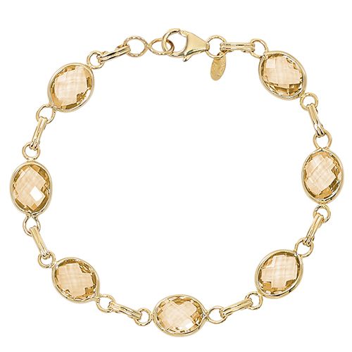 Citrine Gemstone Bracelet - 14K Yellow Gold 7.5 Inch
