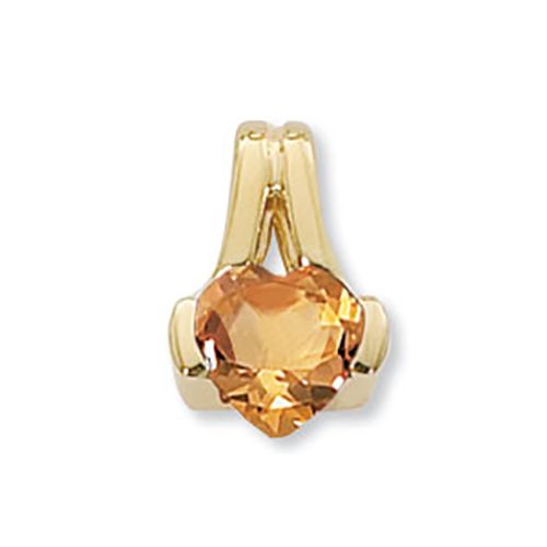 Citrine Heart Pendant - 14K Yellow Gold