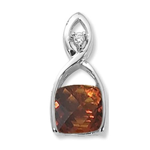 Citrine Madeira & Diamond Pendant - Sterling Silver