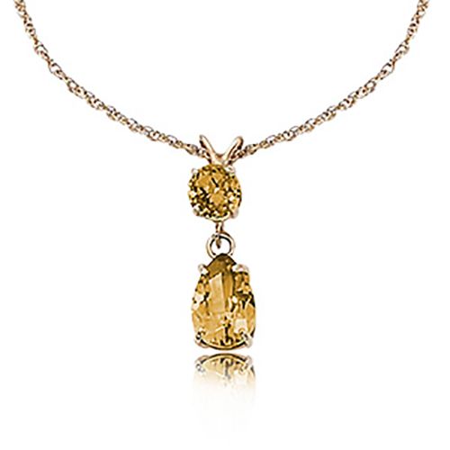 Citrine Pendant With Chain - 14K Yellow Gold - 80196CI16