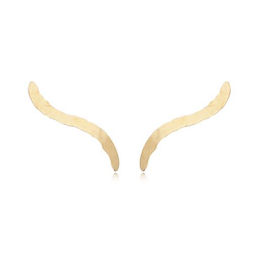 Climber Soft Curve Hammered Earrings - 14K Yellow Gold