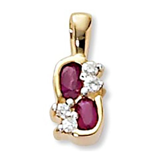 Cluster Ruby Pendant - 14K Yellow Gold