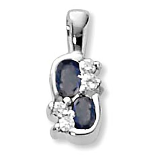 Cluster Sapphire Pendant - 14K White Gold