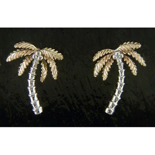 Coconut Palm Earrings - Sterling Silver and 14K Gold  - SD-SGE692
