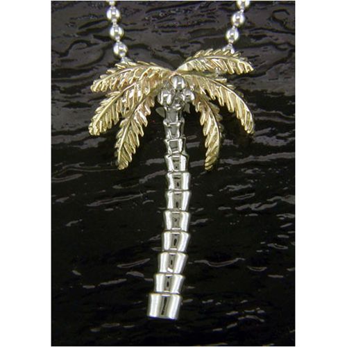 Coconut Palm Pendant - Sterling Silver and 14K Gold  - SD-SGP692