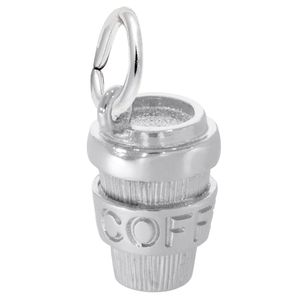 Coffee Cup Charm - 14K White Gold - 10-1798-WG