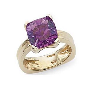 Concave Amethyst Ring - 14K Yellow Gold Size 7