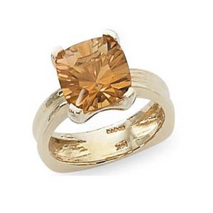 Concave Citrine Ring - 14K Yellow Gold Size 7