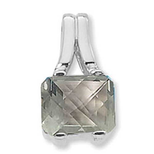 Concave Emerald Cut Praseolite Pendant - Sterling Silver