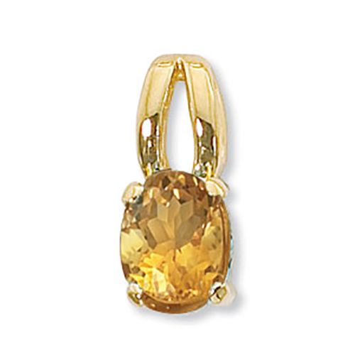 Concave Oval Citrine Pendant - 14K Yellow Gold