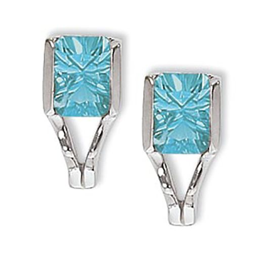 Concave Rectangle Blue Topaz Earrings - Sterling Silver