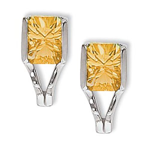 Concave Rectangle Citrine Earrings - Sterling Silver