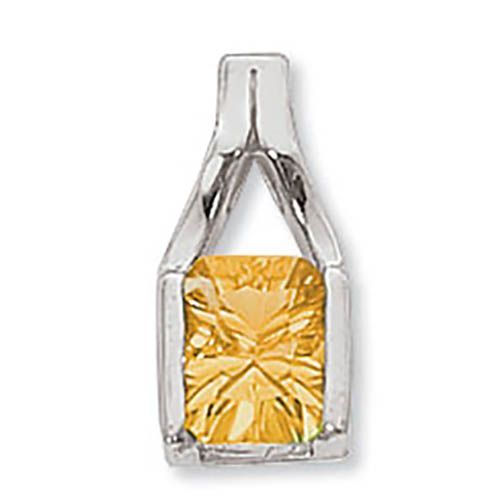 Concave Rectangle Citrine Pendant - Sterling Silver