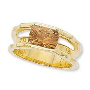 Concave Rectangle Citrine Ring - 14K Yellow Gold Size 7