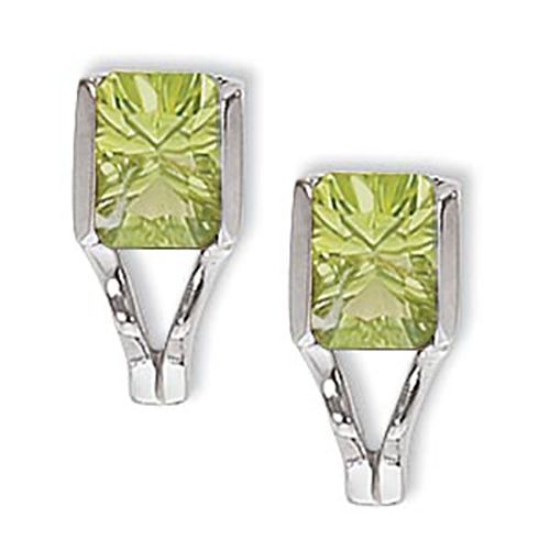 Concave Rectangle Peridot Earrings - Sterling Silver