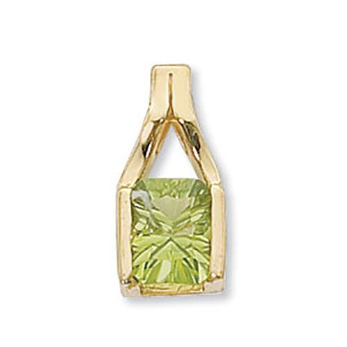 Concave Rectangle Peridot Pendant - 14K Yellow Gold