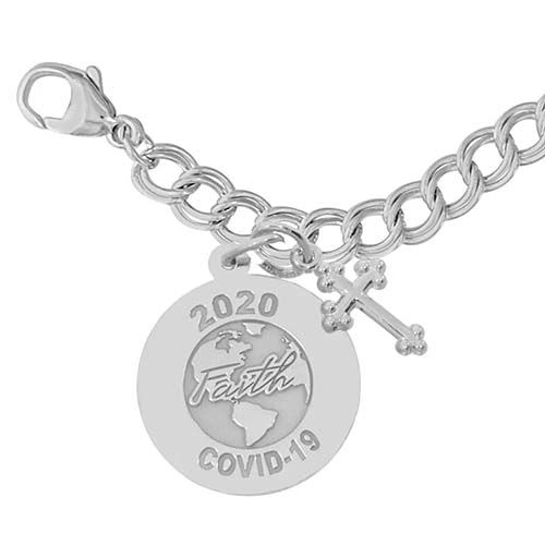 Covid-19 World Faith With Cross Bracelet Set Sterling Silver - 27-7544-917-SS