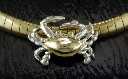 Crab Slide - Sterling Silver and 14K Gold  - SD-SGS625