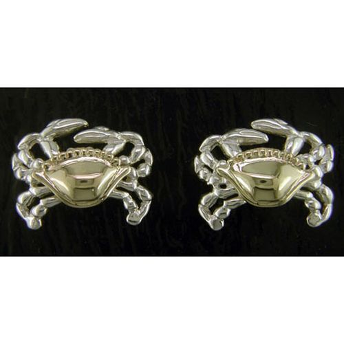 Crab Stud Earrings - Sterling Silver and 14K Gold  - SD-SGE625P