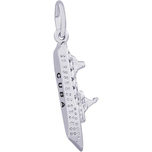 Cuba Cruise Ship 3D Charm - 14K White Gold